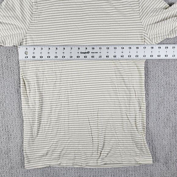 Zara Shirt Womens Large Off White Short Sleeve Basic Crew Neck Striped Ladies - Picture 4 of 8